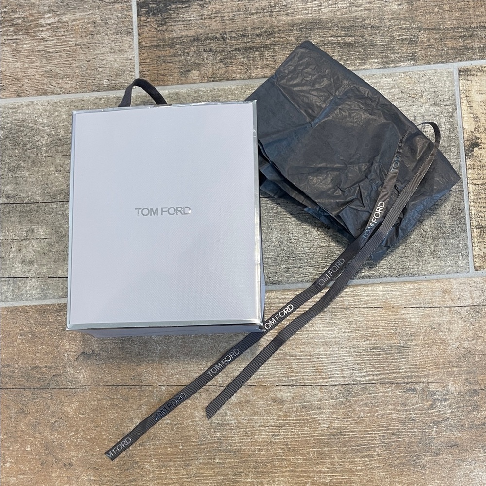 Tom Ford Silver Bag with Logo Tissue Paper and Ribbon
